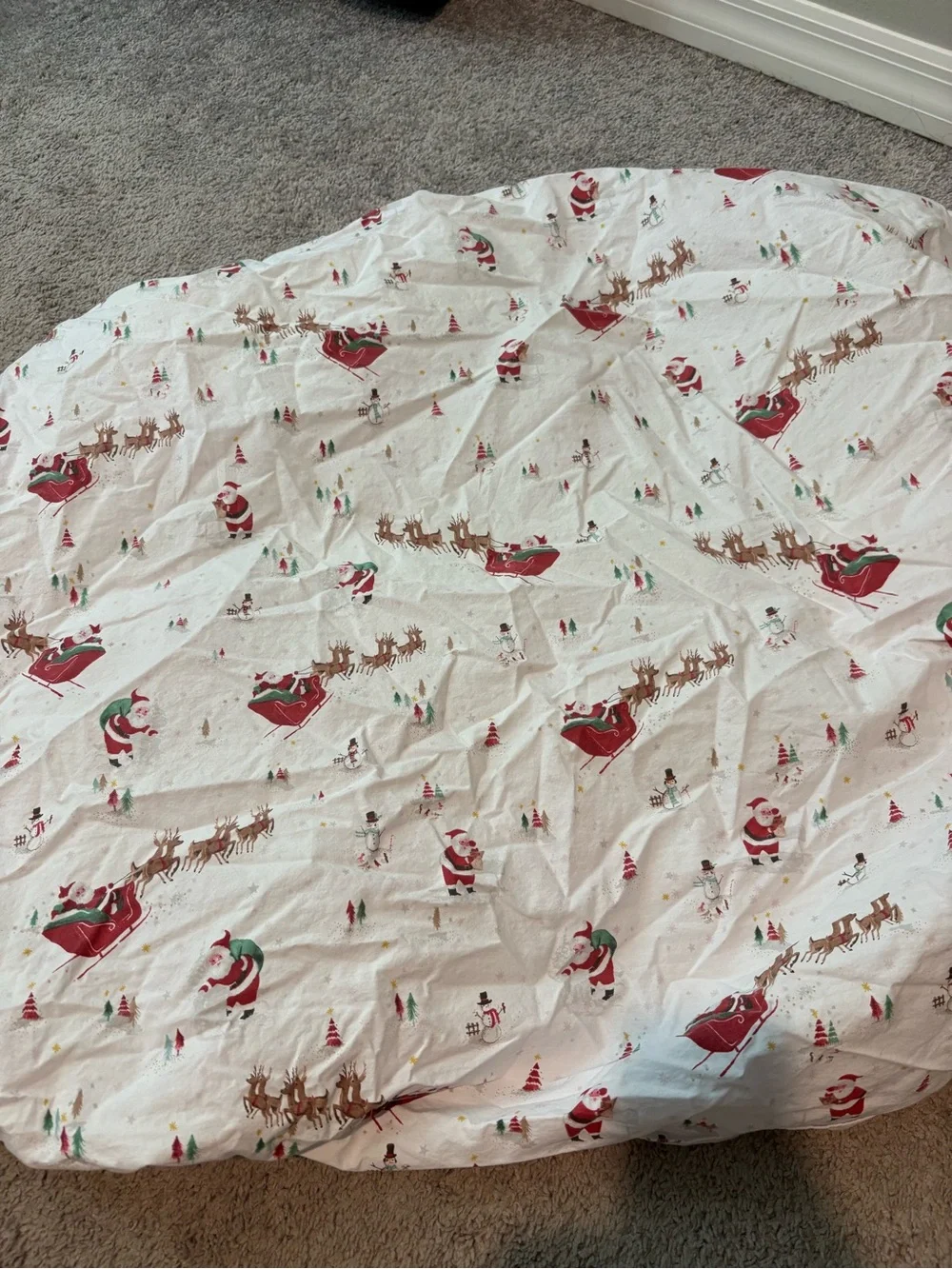 Holiday Santa & Reindeer crib sheet- White/Red